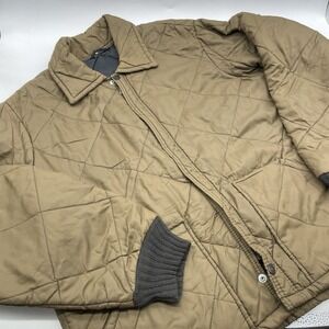 Vintage 1970s Rugged K Quilted Nylon Workwear Chore Jacket Tan Mens Large
